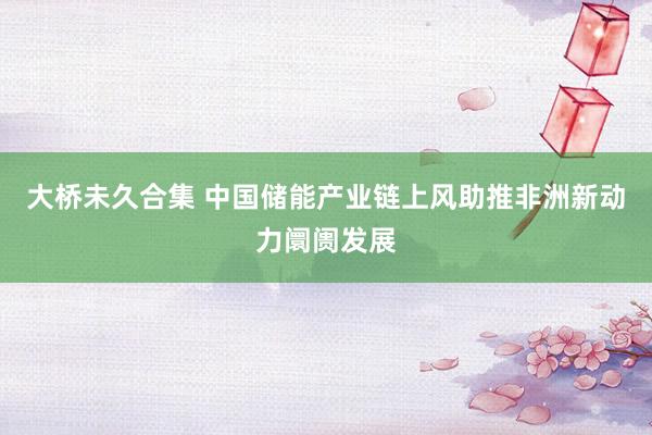 大桥未久合集 中国储能产业链上风助推非洲新动力阛阓发展