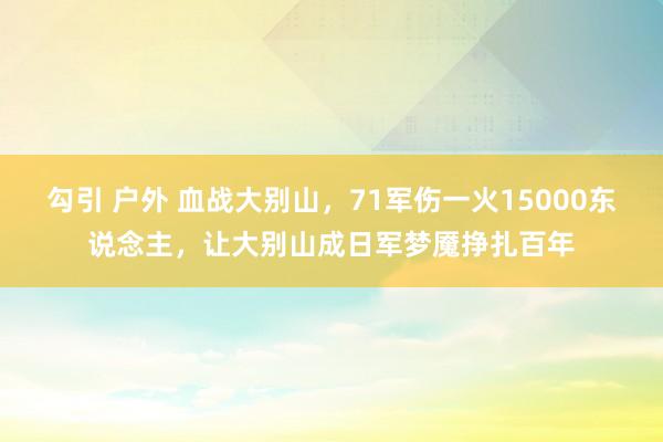 勾引 户外 血战大别山，71军伤一火15000东说念主，让大
